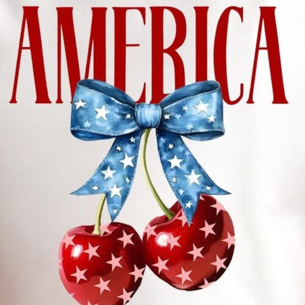 America Cherry Shirt - 4th of July Graphic Tee - Picture 2 of 4